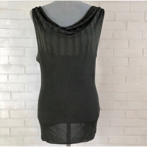 Escada dark green ribbed scoop neck top - Picture 2 of 8
